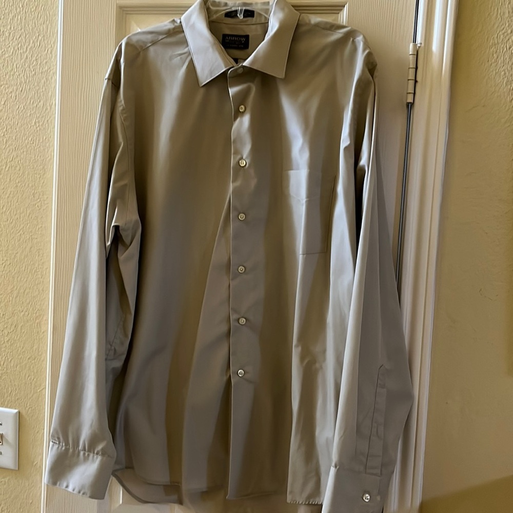 Arrow-Classic Fit-Button-Long Sleeve Down Shirt-XXL